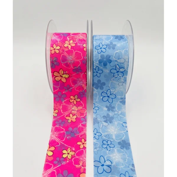 Cinta Tafetán Floral Tropical Doble Cara