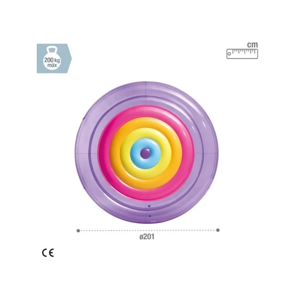 Colchoneta hinchable arcoíris Ø201 cm - Imagen 4
