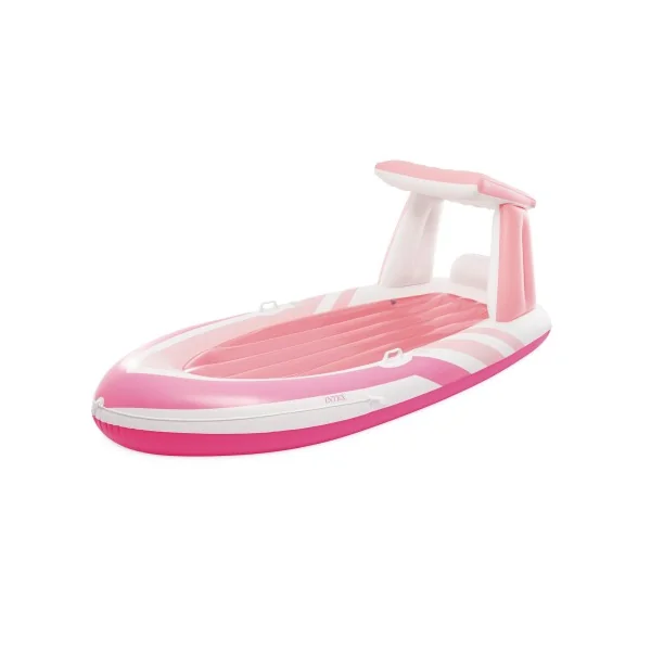 Colchoneta hinchable Pink Paradise con techo y portabebidas