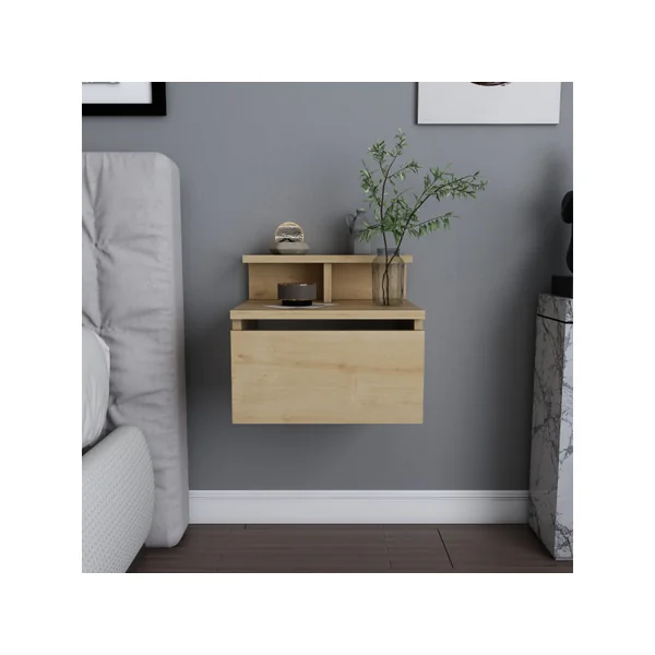 Comodino da parete in legno "Alice" - 40 x 32 x 35 cm - Beige - Imagen 2
