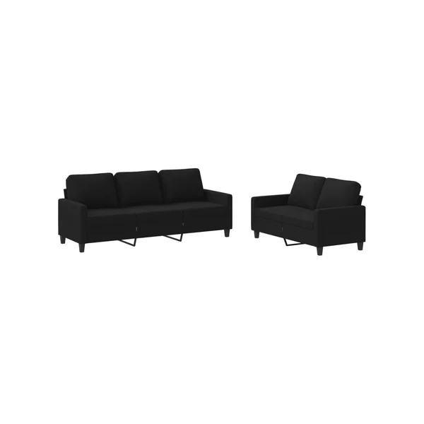 Conjunto 2 Juego de sofás con cojines VIDAXL tela negro