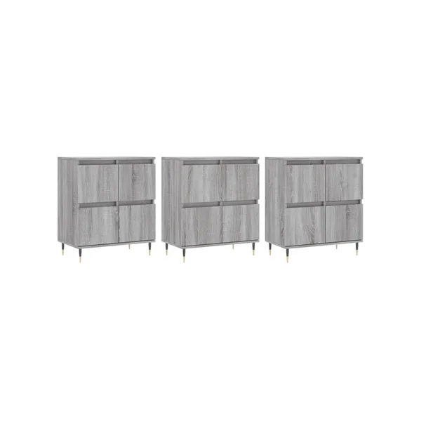 Conjunto 3 Aparadores VIDAXL madera contrachapada gris Sonoma