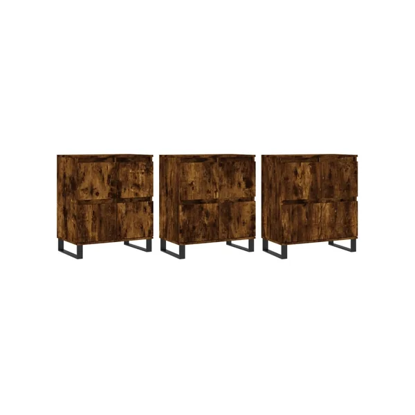 Conjunto 3 Aparadores VIDAXL madera contrachapada roble ahumado