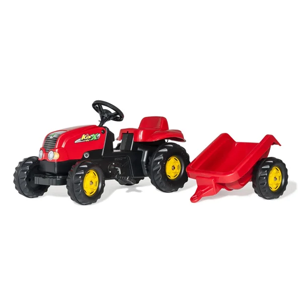 Conjunto de Tractor ROLLYTOYS Kid con Remolque Rojo