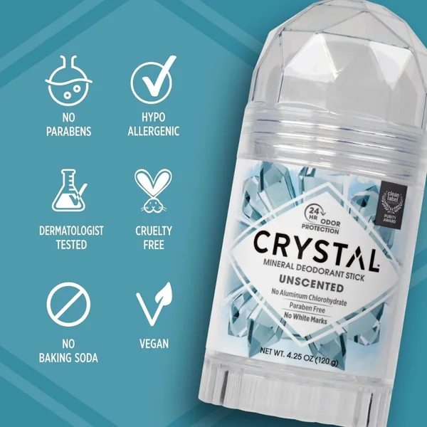 Crystal Mineral Deodorant Stick Unscented 120gr - Imagen 4