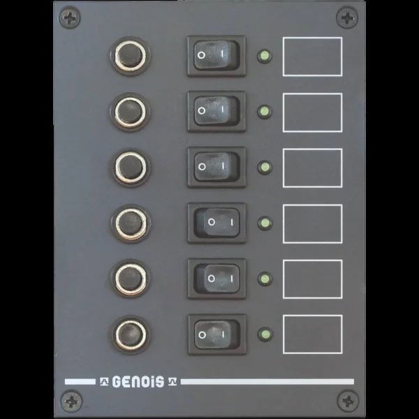 Cuadro eléctrico con 6 disyuntores + 6 indicadores LED