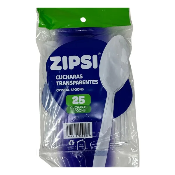Cucharas Transparentes Zipsi 25 Und