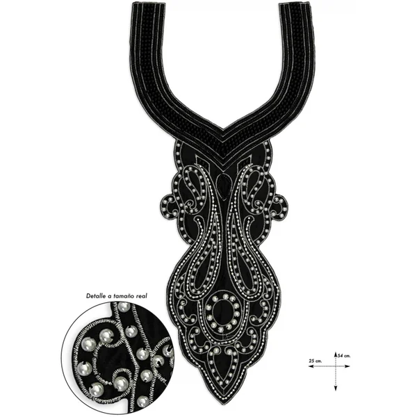 Cuello bordado Pedrería Herculano