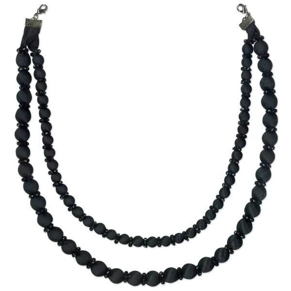Cuello borlas-toupis, cristal y satén Asís