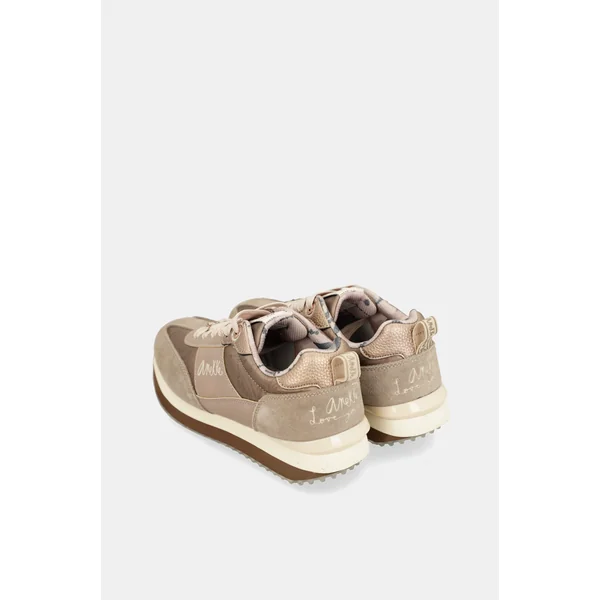 Deportivos beige suela multicolor - Imagen 3