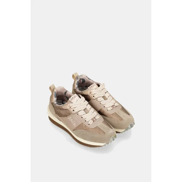 Deportivos beige suela multicolor - Imagen 5