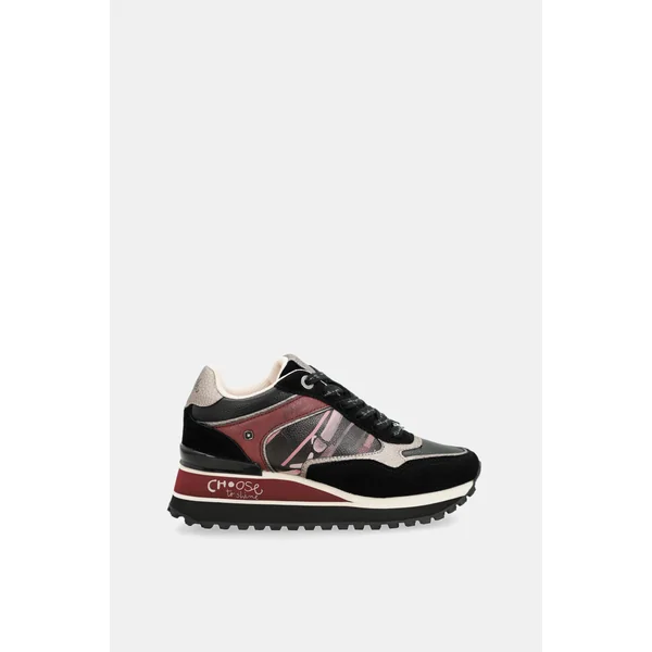 Deportivos plataforma negro estampado