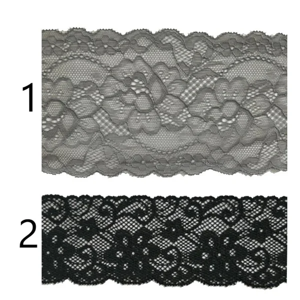 Encaje nylon gris y negro elástico PC57-10