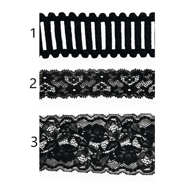 Encaje nylon negro elástico y guipur PC23-7