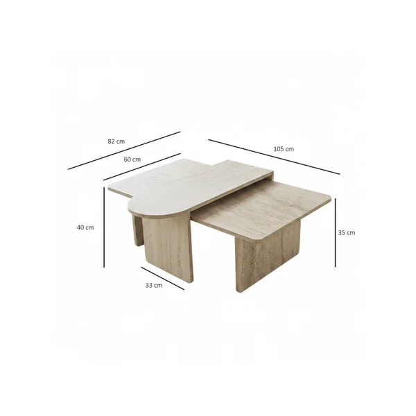 Ensemble de table basse en bois "Paris" 105 x 60 x 35 cm - Bronze - Imagen 7
