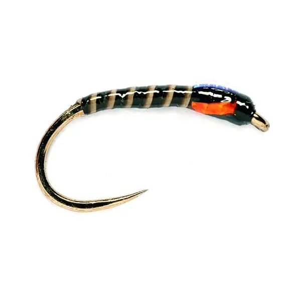 Fulling Mill Buzzer Crank Shank Black Nymph Barbless