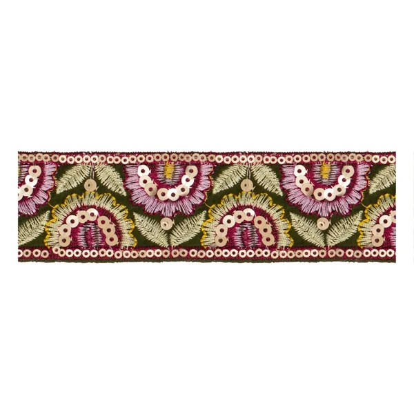 Galón bordado geranios 4cm