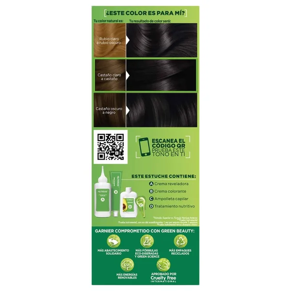 Garnier Tinte Nutrisse 10 Ebano - Negro - Imagen 3