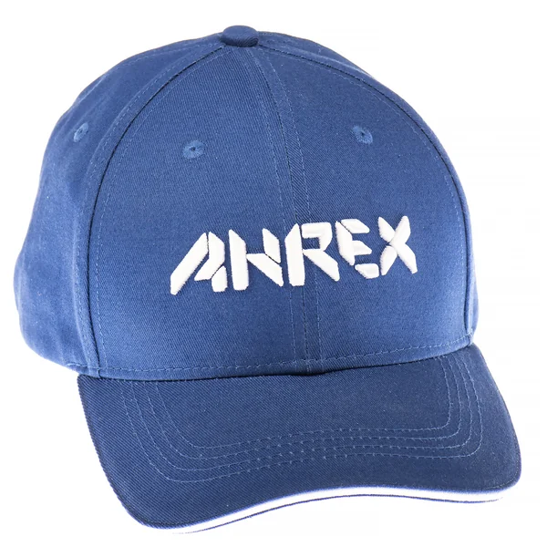 Gorra Ahrex Bold Script Gorra de pico blanca sobre azul