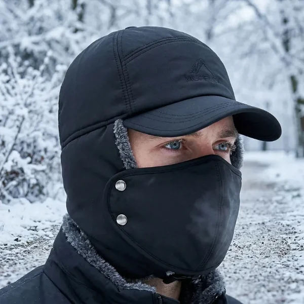 Gorra de béisbol de invierno con cubre rostro