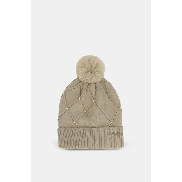 Gorro de punto beige con detalles - Imagen 2