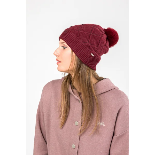 Gorro de punto burdeos - Imagen 2