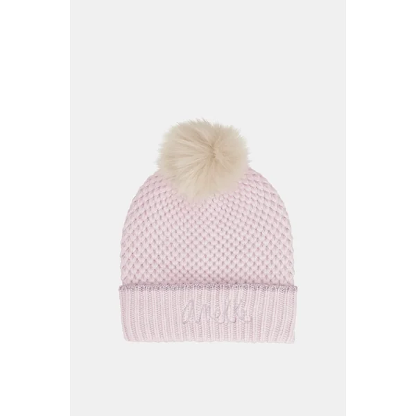 Gorro de punto con pompón rosa