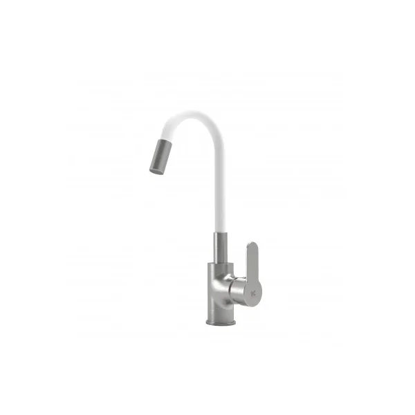 Grifo de fregadero monomando caño blanco flexible omnia