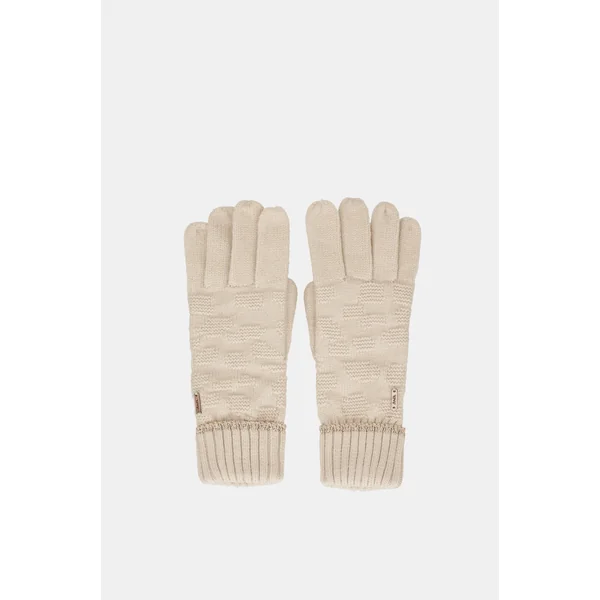 Guantes de punto beige