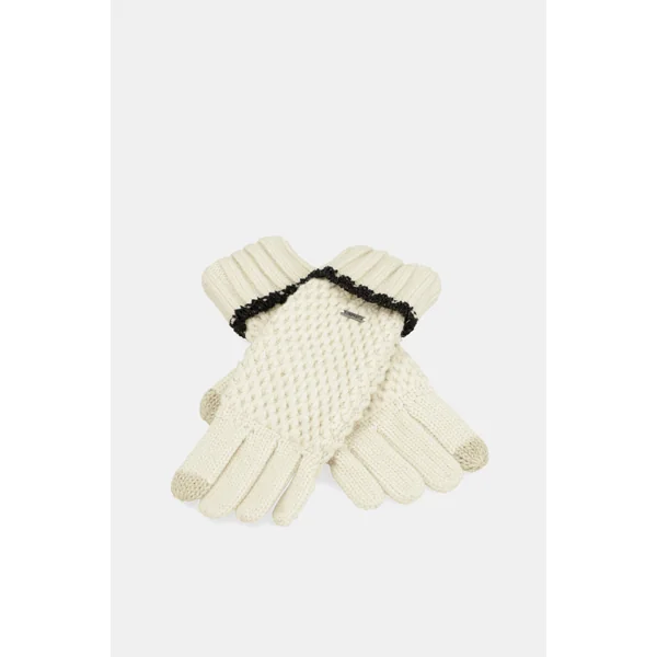 Guantes de punto beige
