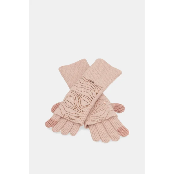 Guantes de punto beige
