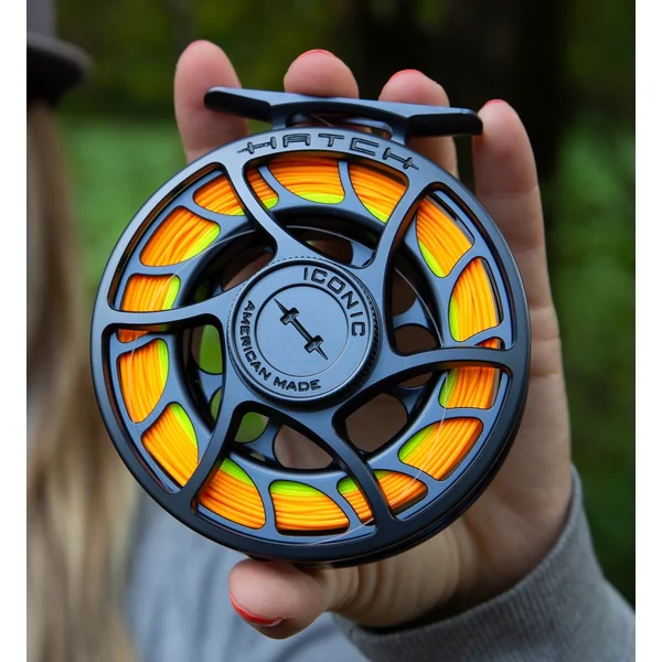 Hatch Iconic Fly Reel Carrete de mosca Large Arbor gris/negro
