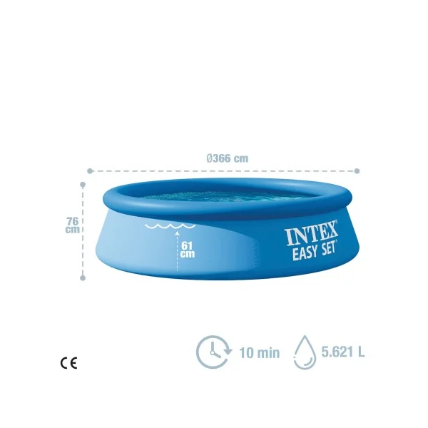 INTEX Piscina inflável redonda Easy Set de 3,6 m - Imagen 10