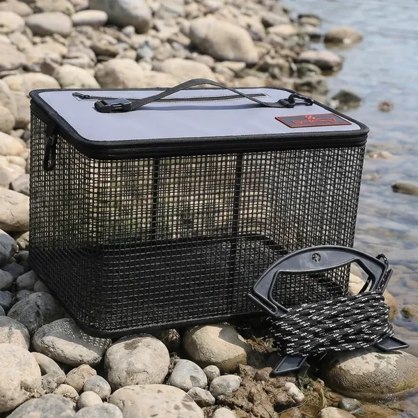 Jaula plegable para peces con cuerda