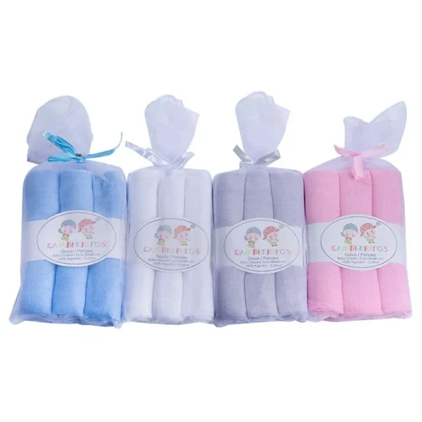Juego de Gasas Lisas Gamberritos 80x80cm - Pack de 3
