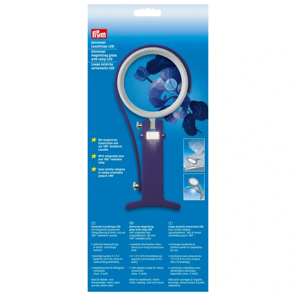 Lupa Universal LED Prym 610380 - Posicionamiento Versátil para Manualidades