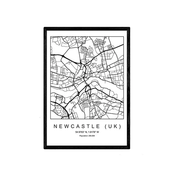Lámina NACNIC Mapa Newcastle uk (A3)