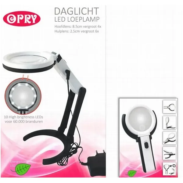 Lámpara lupa LED recargable Opry 8,5 cm con aumento