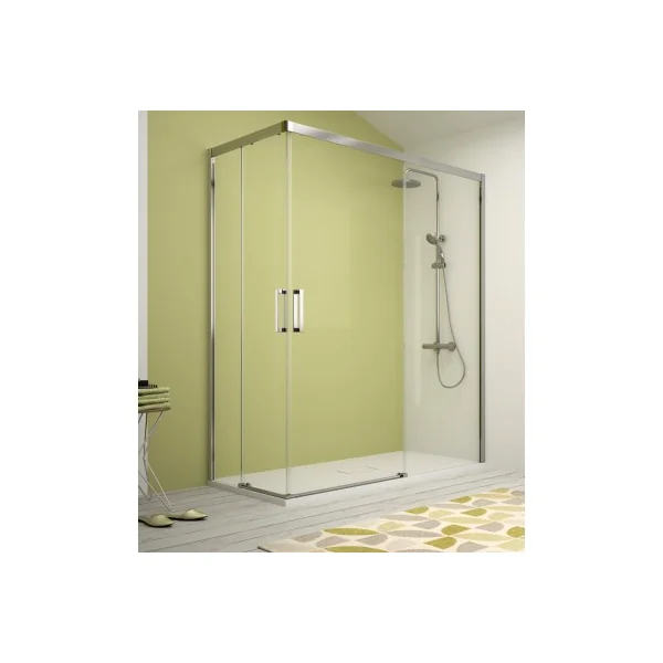 Mampara de ducha S400 angular con 2 fijos + 2 puertas correderas