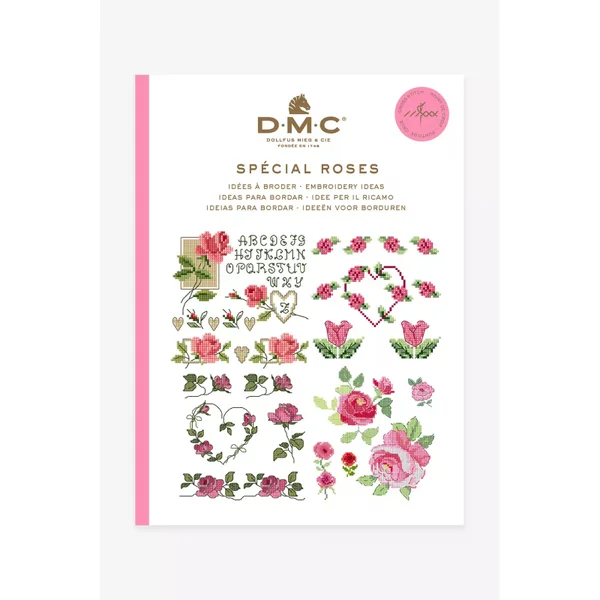 Mini libro punto de cruz especial Rosas DMC