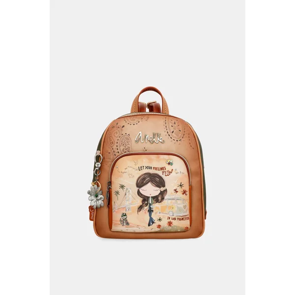 Mochila mediana Peace & Love Camel