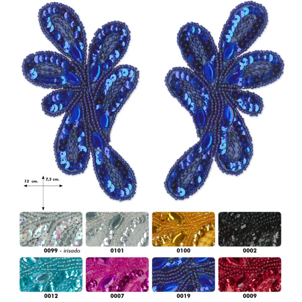 Motivos termoadhesivos con lentejuelas par 13cm