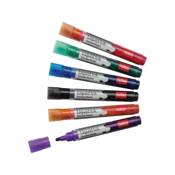 Pack 6 Marcadores NOBO Liquid Ink (Multicolor - Punta de 3.0 mm)