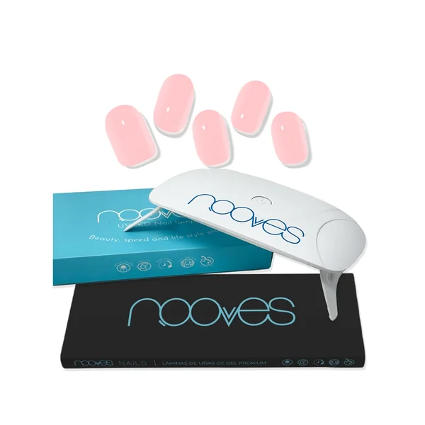 Pack Lámina de uñas de gel Premium precurado Diseños Rosas + Lámpara uñas UV/LED Portable 8W NOOVES Rose Pâle