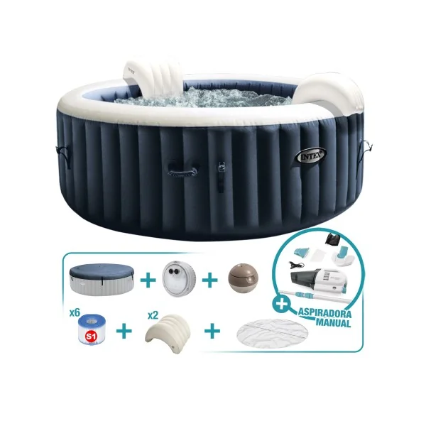 Pack Spa hinchable Bubble Massage Navy 4 personas 7 accesorios