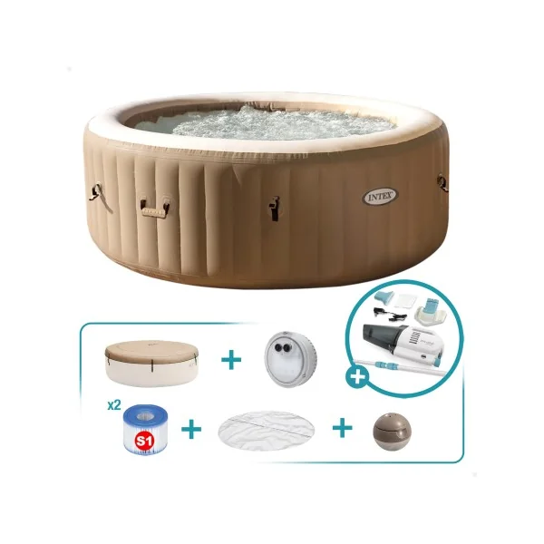 Pack Spa hinchable Bubble Massage Sahara 4 personas 6 accesorios