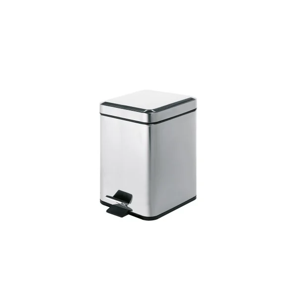 Papelera cuadrada Argenta 5L de acero inoxidable