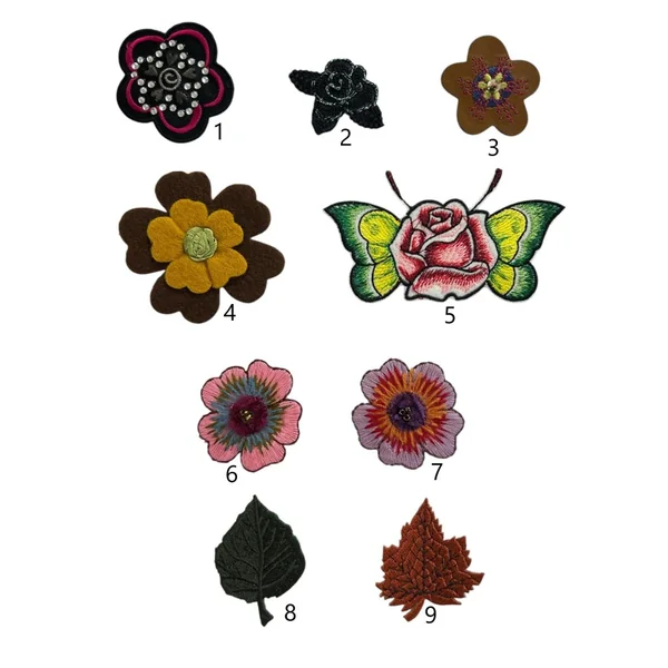 Parches Termoadhesivos Flores y Hojas con Abalorios