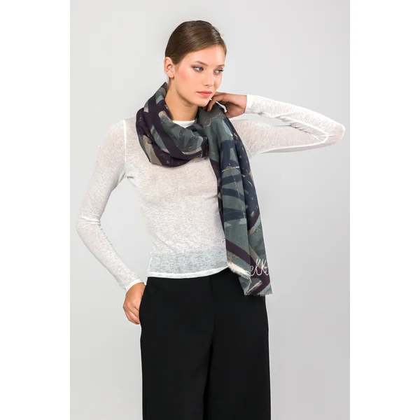 Pashmina azul estampada