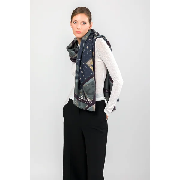 Pashmina azul estampada - Imagen 3